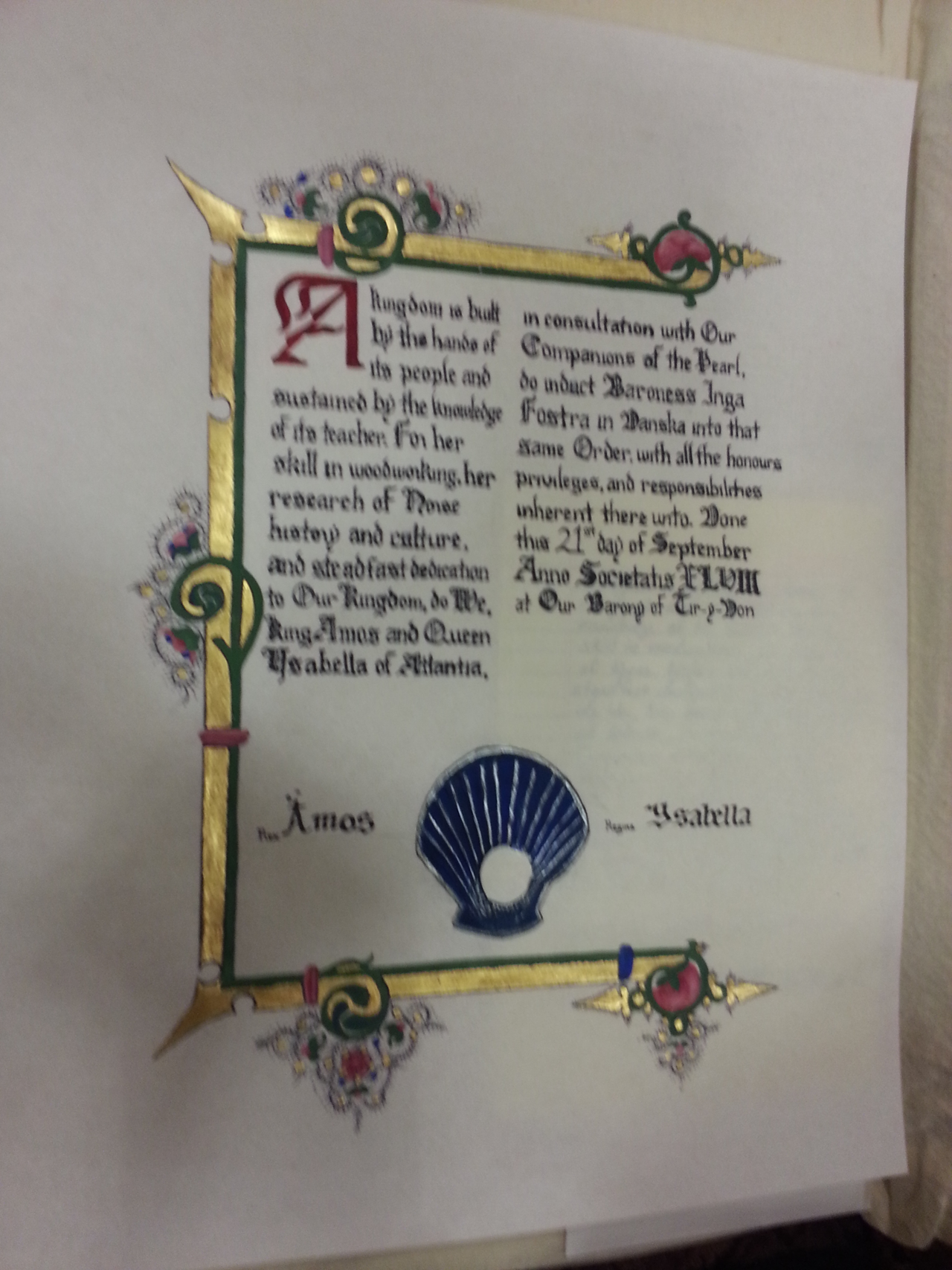 Baroness Inga Pearl Scroll